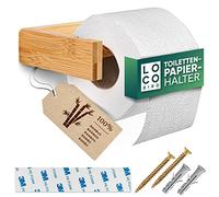 Loco Bird Portarrollos de papel higiénico (bambú, sin taladrar, incluye cinta adhesiva y tornillos, soporte para papel higiénico, papel higiénico, soporte para papel higiénico, soporte de papel