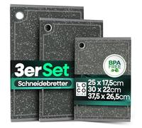 Loco Bird Tabla de cortar de plástico apta para lavavajillas, juego de 3 unidades, 37,5 x 26,5 cm, 30 x 22 cm, 25 x 17,5 cm, tabla de cortar para cocina, tabla de cortar de plástico