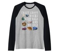 Loco por Las Rocas Minerales Fósiles Profesor Estudiante Geología Camiseta Manga Raglan