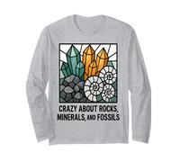 Loco por Las Rocas, minerales y fósiles Diseño de geología Manga Larga