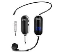 LOCOCO Micrófono Inalámbrico, UHF Micrófonos Dual Inalámbricos Recargable, Alcance de 50m con Pantalla Digital LED para Amplificador de Voz, Guía Turístico, Enseñanza, Fitness, Sistema de PA