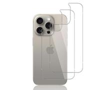 Locofun 2 Piezas Trasera Protector Pantalla Compatible con iPhone 15 Pro 6.1", 9H Dureza Trasera Cristal Templado Sin Burbujas, HD Transparent Resistente a Arañazos Vidrio Templado