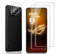 Locofun Protector de Pantalla para ASUS ROG Phone 8/ROG Phone 8 Pro, 2 Piezas Cristal Vidrio Templado y 2 Piezas Protector Lente Cámara, [Dureza 9H] HD Anti-Arañazos Película Protectora
