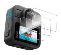Locofun Protector de Pantalla para GoPro Max2/Max 2,3 Piezas Cristal Vidrio Templado, [Dureza 9H] HD Transparente Anti-Arañazos Película Protectora，Cristal Vidrio Templado Premium.