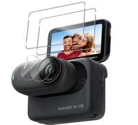Locofun Protector de Pantalla para Insta360 GO 3S, 2 Piezas Cristal Vidrio Templado y 2 Piezas TPU Protector Lente Cámara, [Dureza 9H] HD Anti-Arañazos Película Protectora
