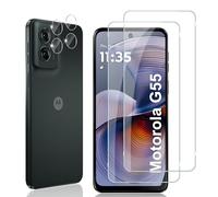 Locofun Protector de Pantalla para Motorola Moto G55 5G, 2 Piezas Cristal Vidrio Templado y 2 Piezas Protector Lente Cámara, [Dureza 9H] HD Anti-Arañazos Película Protectora