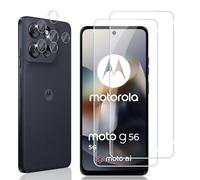 Locofun Protector de Pantalla para Motorola Moto G56, 2 Piezas Cristal Vidrio Templado y 2 Piezas Protector Lente Cámara, [Dureza 9H] HD Anti-Arañazos Película Protectora