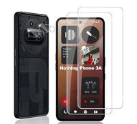 Locofun Protector de Pantalla para Nothing Phone 3A 5G, 2 Piezas Cristal Vidrio Templado y 2 Piezas Protector Lente Cámara, [Dureza 9H] HD Anti-Arañazos Película Protectora