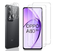 Locofun Protector de Pantalla para OPPO A80 5G, 2 Piezas Cristal Vidrio Templado y 2 Piezas Protector Lente Cámara, [Dureza 9H] HD Anti-Arañazos Película Protectora