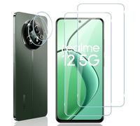 Locofun Protector de Pantalla para Realme 12 5G / Realme 12x 5G, 2 Piezas Cristal Vidrio Templado y 2 Piezas Protector Lente Cámara, [Dureza 9H] HD Anti-Arañazos Película Protectora