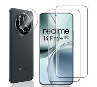 Locofun Protector de Pantalla para Realme 14 Pro Plus, 2 Piezas Cristal Vidrio Templado y 2 Piezas Protector Lente Cámara, [Dureza 9H] HD Anti-Arañazos Película Protectora