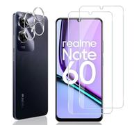 Locofun Protector de Pantalla para Realme Note 60 / Note 60x, 2 Piezas Cristal Vidrio Templado y 2 Piezas Protector Lente Cámara, [Dureza 9H] HD Anti-Arañazos Película Protectora