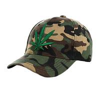 LOCOMO Hombres Mujeres Gorra De Béisbol Marihuana Pot Leaf Weed Canna ordado Sombrero De Camionero Sombrero Snapback Brim, FFH421 Camouflage, Taille unique
