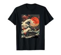 Locomotive Train Japanese Wave Art Camiseta