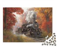 Locomotora de Vapor from The Late 19th Century Rompecabezas para Adultos |Autumn Bosque| 1000pcs (75x50cm) Juegos Educativos De Decoración del Hogar