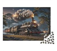 Locomotora de Vapor Noche 1000 Piezas Cartón Extra Grueso Rompecabezas Premium Amantes De La Familia Entrenamiento Cerebral Decoración De Paredes Paquete De Valor 52x38cm/1000pcs