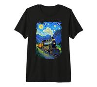 Locomotora Van Gogh Amante del Tren de la máquina de Vapor del Tren de Vapor Camiseta Premium