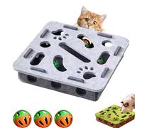 LOCPUFF Cat Nail File Enrichment Box with Bell Ball & Sandpaper Inside, Cat Scratch Puzzle Enrichment Box Nail File, Gift for a Cats That Hates Having Its Nails Trimmed (Gray,Square)