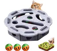 LOCPUFF Cat Nail File Enrichment Box with Bell Ball & Sandpaper Inside, Cat Scratch Puzzle Enrichment Box Nail File, Gift for a Cats That Hates Having Its Nails Trimmed (Gray,Round)