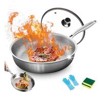 LOCPUFF Titanium Pan - Extreme Heat-Resistant & Lasts a Lifetime, 2026 Upgrade Titanium 12 Inch Frying Pan, Fast Heating, Even Heating for Cooking with All Cooktops (10.23 inch)