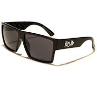 Locs gafas de sol poker rap rapero moda ciudad vestido mujeres hombres 8LOC91105-BK, Montura Negro Brillante Lentes Gris