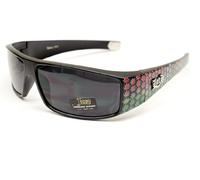 Locs Rasta gángster gamberro Motorista Retro Gafas de Sol LC50 (, Uv400) UV400 Negro Mate