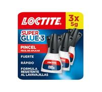 Loctite Super Glue-3 Pincel (pack de 3 tubos x 5 g), pegamento transparente con pincel, adhesivo universal de triple resistencia, con fuerza instantánea y de fácil uso