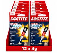 Loctite Super Glue-3 Power Gel Pegamento Instantáneo 12 x 4 g - Pegamento Universal Extra Fuerte para Plástico, Metal, Madera y Cerámica