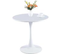 Locuetyn Mesa de comedor redonda de mármol blanco, mesa de tulipán de 80 cm, mesa de comedor para 2 a 4 personas con parte superior de MDF y base de pedestal, mesas de centro de mediados de siglo