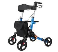 locwanot Andador con ruedas mejorado para personas mayores, ligero, plegable, con ruedas de 8 pulgadas, bolsa de almacenamiento, botón de presión para altura ajustable, ayuda para caminar, para