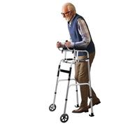 locwanot Andador plegable - Andador ajustable resistente con capacidad de 330 libras, reposabrazos acolchados extraíbles y características de fácil transporte para personas mayores y usuarios