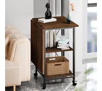 Locwanot Escritorio de Mesa Plegable Móvil, Sólido para Computadora Con Estantes, Carrito Con Ruedas, Estación de Trabajo, Ahorro de Espacio