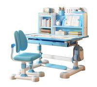 locwanot Juego de sillas de escritorio de estudio para niños, mesa escolar para niños de altura ajustable, corrector ergonómico sentado, pedal de pie para libros, cajón de almacenamiento, 3-18 años