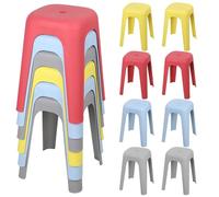 locwanot Paquete de 6 taburetes apilables de plástico de 17 pulgadas, sillas sin respaldo, sillas portátiles sin respaldo para el hogar, fiesta, oficina, escuela, estudiantes, adultos, comedor, sala