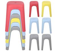 locwanot Paquete de 6 taburetes apilables de plástico de 17 pulgadas, sillas sin respaldo, sillas portátiles sin respaldo para el hogar, fiesta, oficina, escuela, estudiantes, adultos, comedor, sala