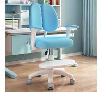 Locwanot Silla de escritorio ergonómica para niños y adolescentes, giratoria ajustable con reposabrazos y reposapiés, cojín doble suave