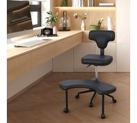 locwanot Silla de oficina con patas cruzadas con ruedas, silla de meditación, silla de escritorio para adultos con TDAH, sillas de escritorio cruzadas de altura ajustable con soporte lumbar, color