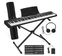 locwanot Teclado de piano de 88 teclas, piano eléctrico con teclas semipesadas, pedal de sostenimiento, fuente de alimentación, soporte, funda de transporte y auriculares, perfecto para principiantes
