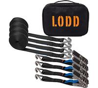 LODD - 4 Correas de Amarre de 6M en Acero Inoxidable, Ganchos Doble J de Acero Inoxidable, con Maleta de Transporte - Ideal para Lonas de Piscina