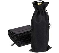 LODDEYEE 5 bolsas de vino tinto de arpillera roja con cordón, reutilizables, para bodas, Navidad, cumpleaños, vacaciones, fiestas, accesorios (negro)