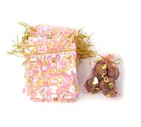 LODDEYEE 50 bolsas de organza con cordón rosa transparente de 9,4 x 12,4 cm, bolsas de regalo para bodas, fiestas, Navidad, baby shower