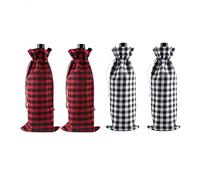 LODDEYEE Juego de 4 fundas de algodón para botella de vino de Navidad, bolsa de vino, bolsa de regalo de vino de Navidad, juegos de vestidos para Navidad, boda, cumpleaños, vacaciones, comedor,