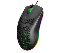 LODDEYEE Ratón para computadora RGB luminoso de 6 botones para juegos, diseño de agujero programable, mouse para computadora