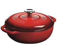 Lodge: 2,84 l / 3 tazones con soporte en hierro fundido y porcelana olla de esmalte/Cazuela roja