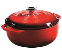 Lodge 4,35 litros/4,6 cuartos de galón, hierro fundido/porcelana esmaltada, horno holandés/cazuela, color rojo