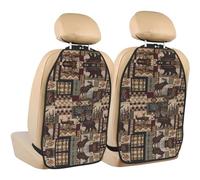 Lodge Bear - Alfombrilla de almacenamiento antipatadas para asientos de coche, 2 protectores de respaldo de asiento, cobertura contra huellas y arañazos