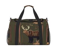 Lodge Bear - Bolsa de transporte con estampado de ciervos para debajo del asiento, bolsa de viaje para gimnasio, bolsa de deporte, Negro -, Talla única