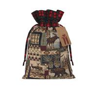 Lodge Bear Deer Exquisitas bolsas de regalo de Navidad con cordón, reutilizables, para experiencias de regalo excepcionales