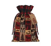 Lodge Bear Deer Fish - Bolsa de regalo artesanal de arpillera con cordón, una elegante bolsa de regalo textil perfecta para cualquier ocasión