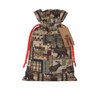 Lodge Bear Deer Printing 4.7 x 6.9 en bolsa de Navidad con cordón, ideal para adultos para envolver regalos para Navidad Halloween